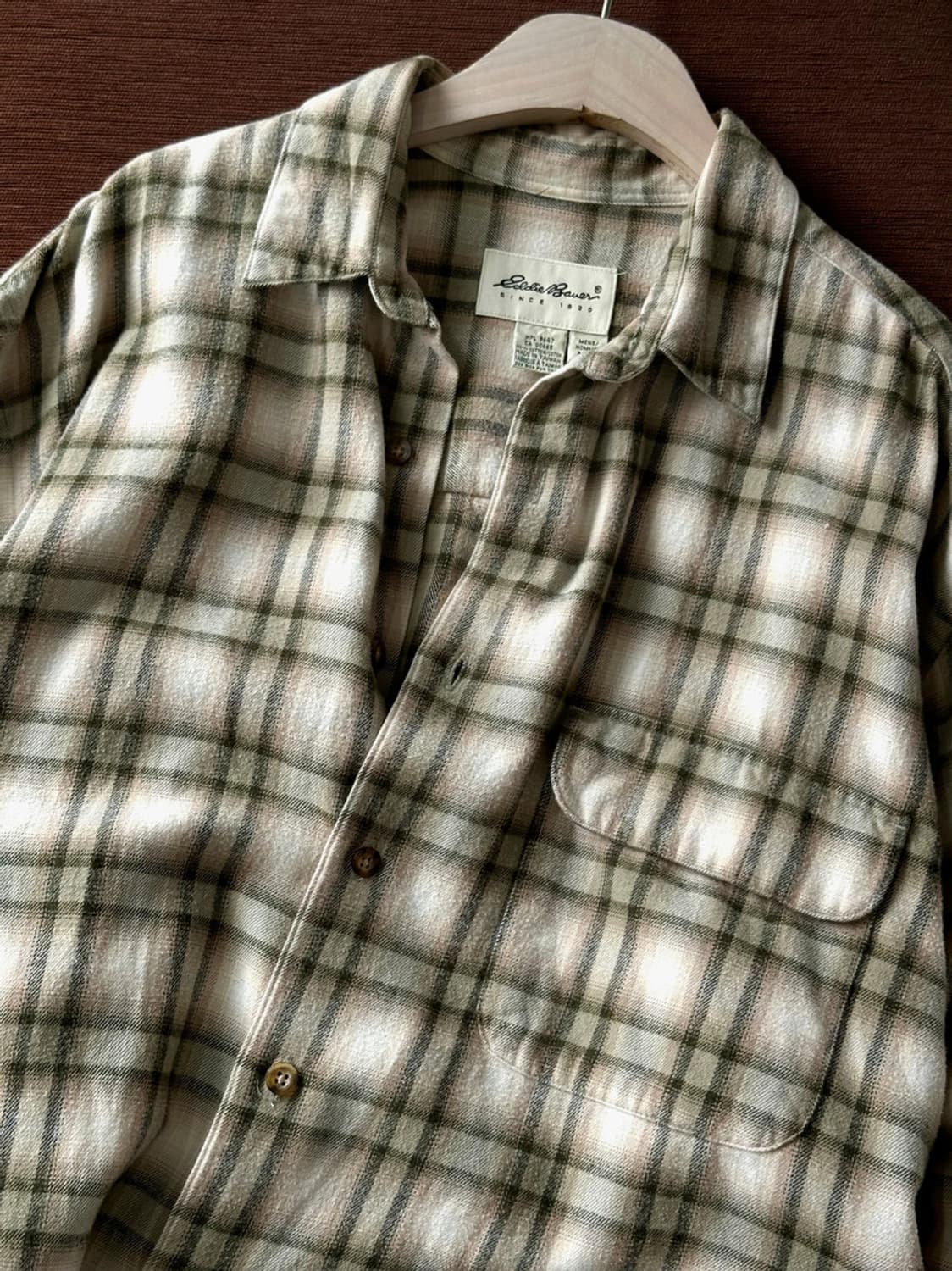 Cotton woven nel check wide shirt 상품이미지1