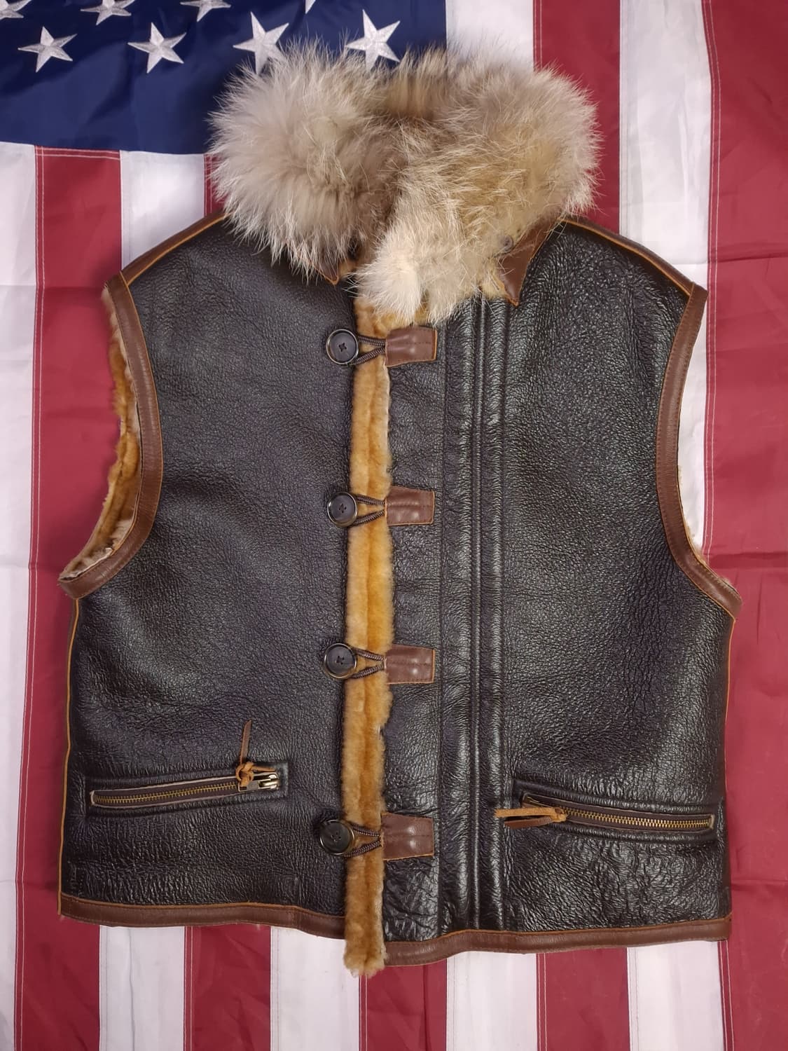 새제품 오리지날 알파사 WW2 미공군 B-7 리얼레더 항공 무스탕 베스트 상품이미지1