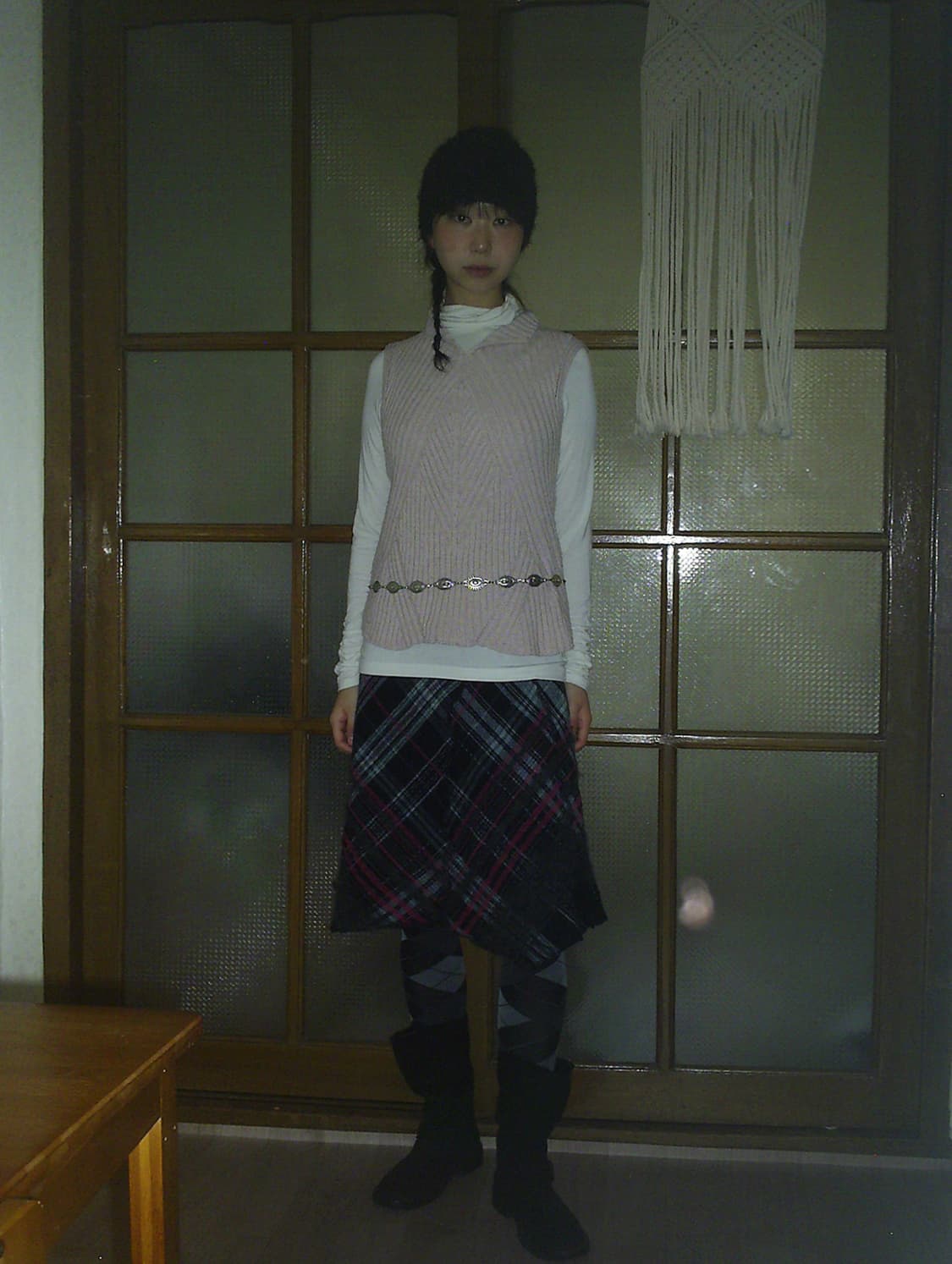 vintage check wool skirt 상품이미지4