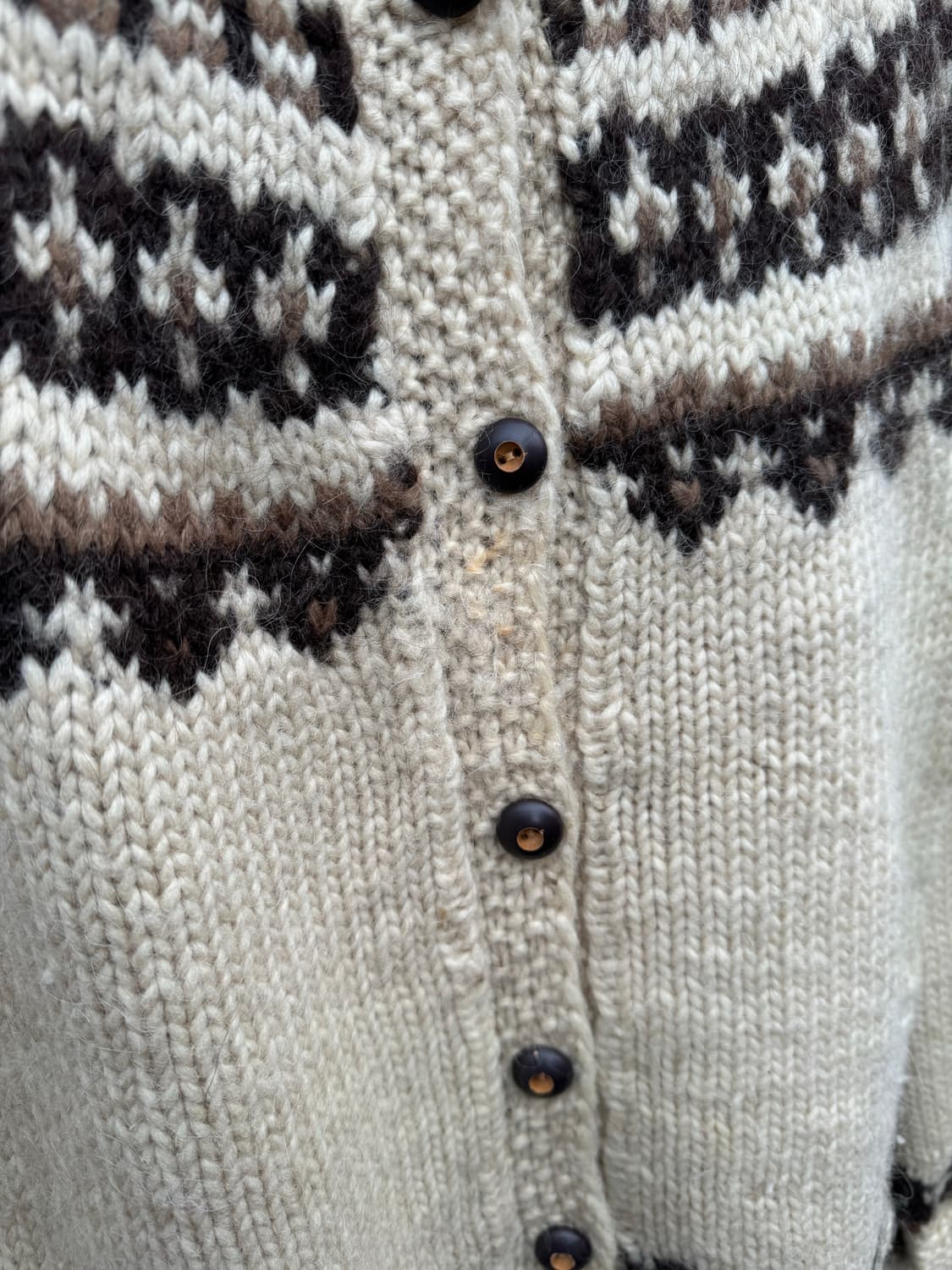 아일랜드 제작 빈티지 노르딕 패턴 핸드 버진 울 니트 가디건 상품이미지3