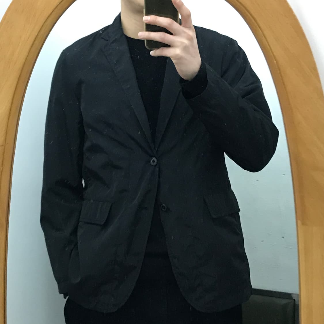 일본 빈티지 블랙 투버튼 폴리 블레이저 남성 102 105 여성 오버핏 상품이미지6