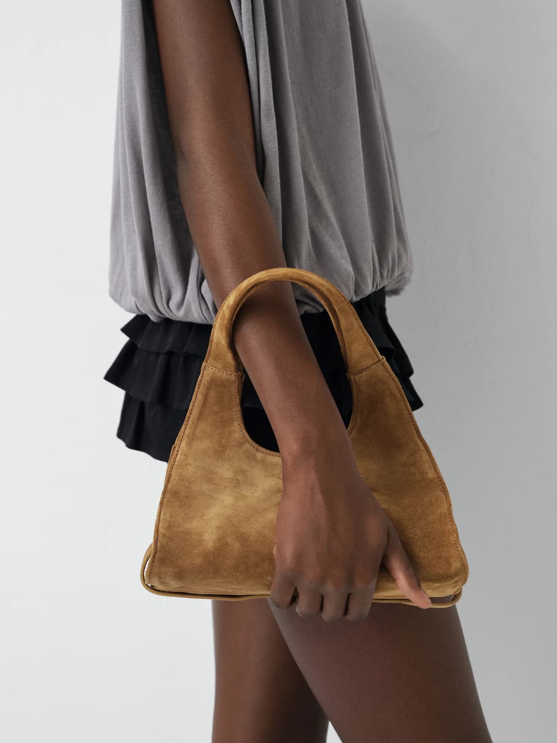 F/ gimaguas 미니 마리아 스웨이드 도트백 카멜 상품이미지1