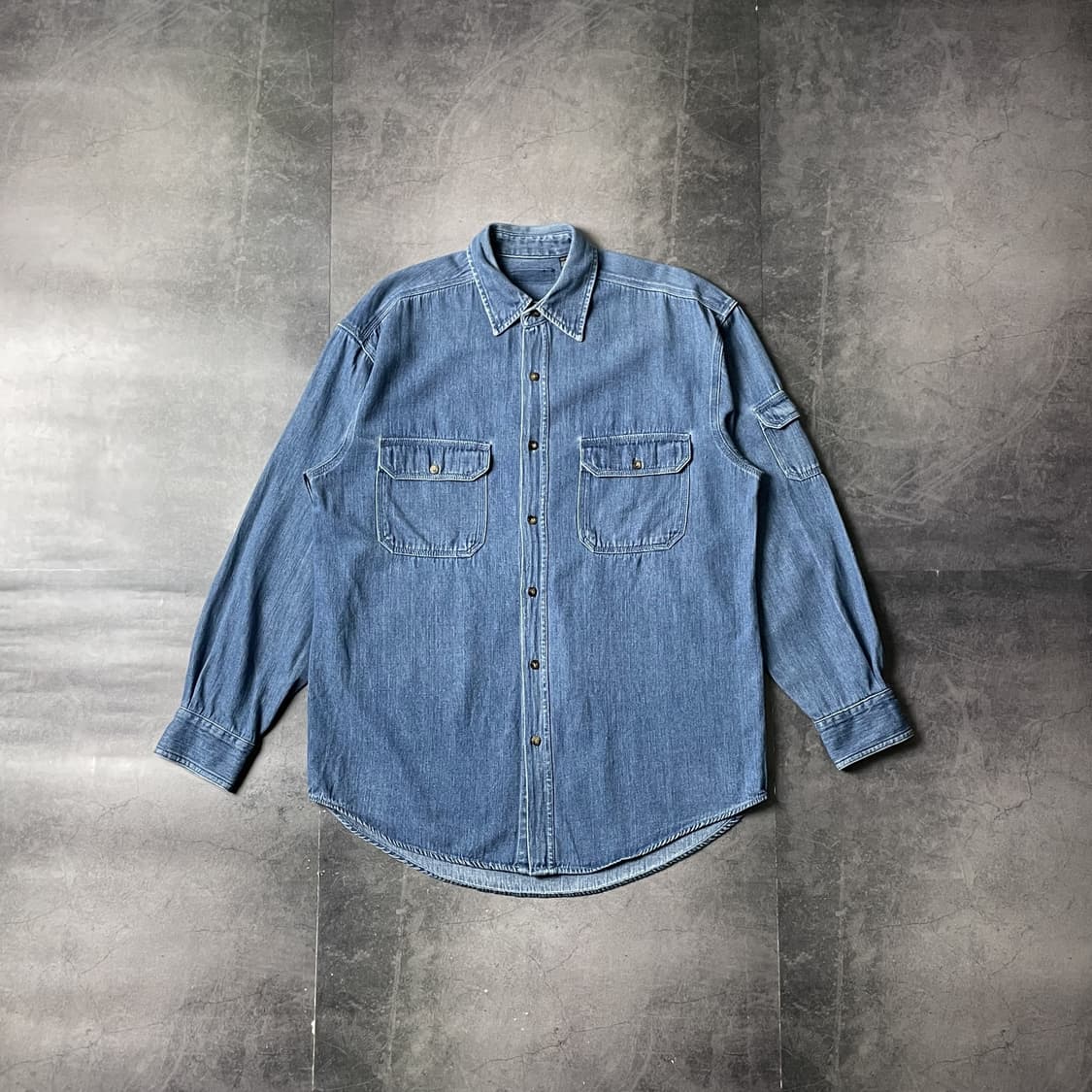 UNKNOWN 빈티지 플랩포켓 코튼 데님 셔츠 A00711 상품이미지1