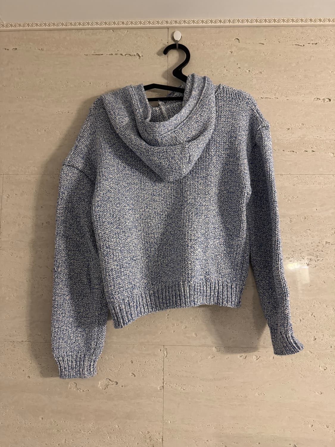 Leey diagnal hooded cardigan blue 상품이미지4