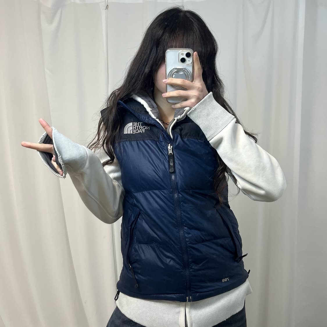 The North Face Navy Nuptse 700 Down Vest 상품이미지2