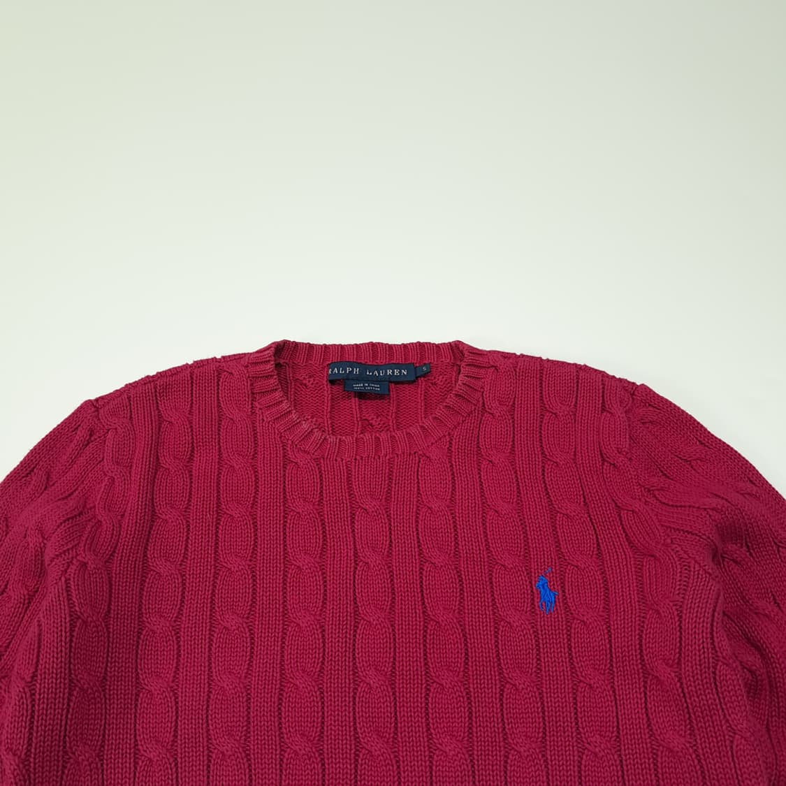 CL412 S 폴로 90s 코튼 케이블 마젠타 니트 스웨터 상품이미지2