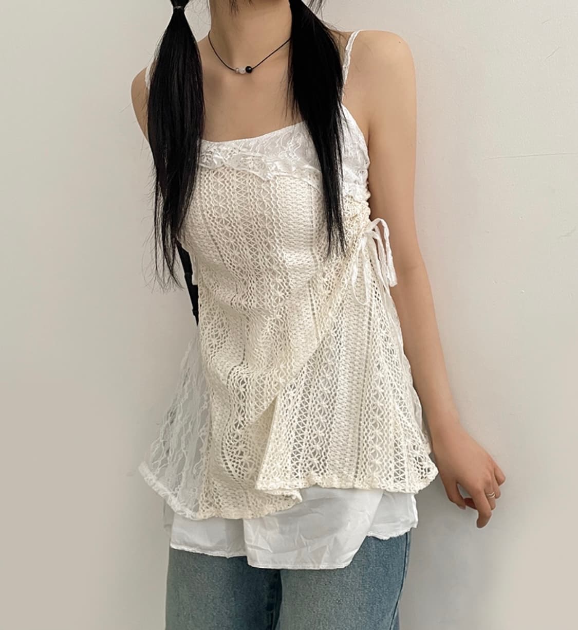 카렌 레이스 옆셔링 레이어드 뷔스티에 원피스 상품이미지1