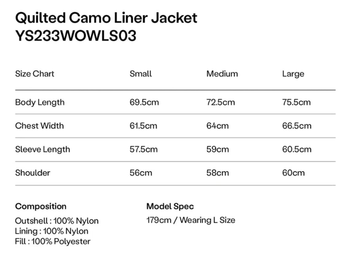 예스아이씨 퀄티드 카모 자켓 YESEYESEE Quilted Camo L 상품이미지8