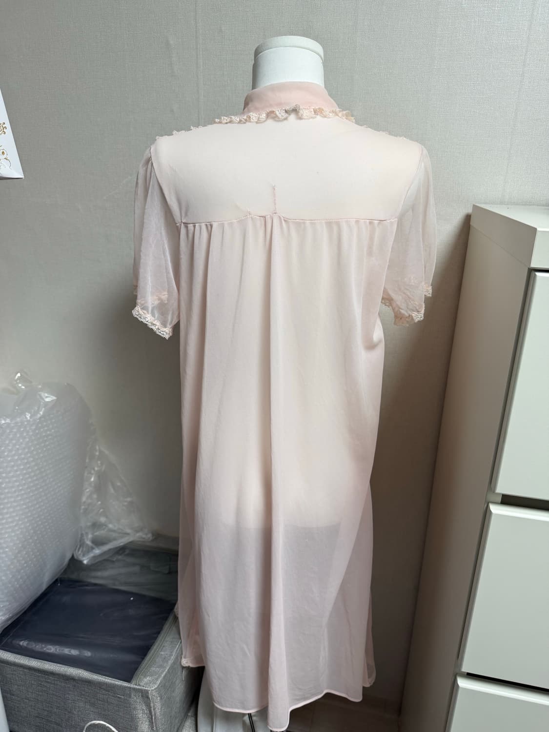 엔느빈티지 몬니 레이스 핑크 원피스 파자마 홈웨어 상품이미지3