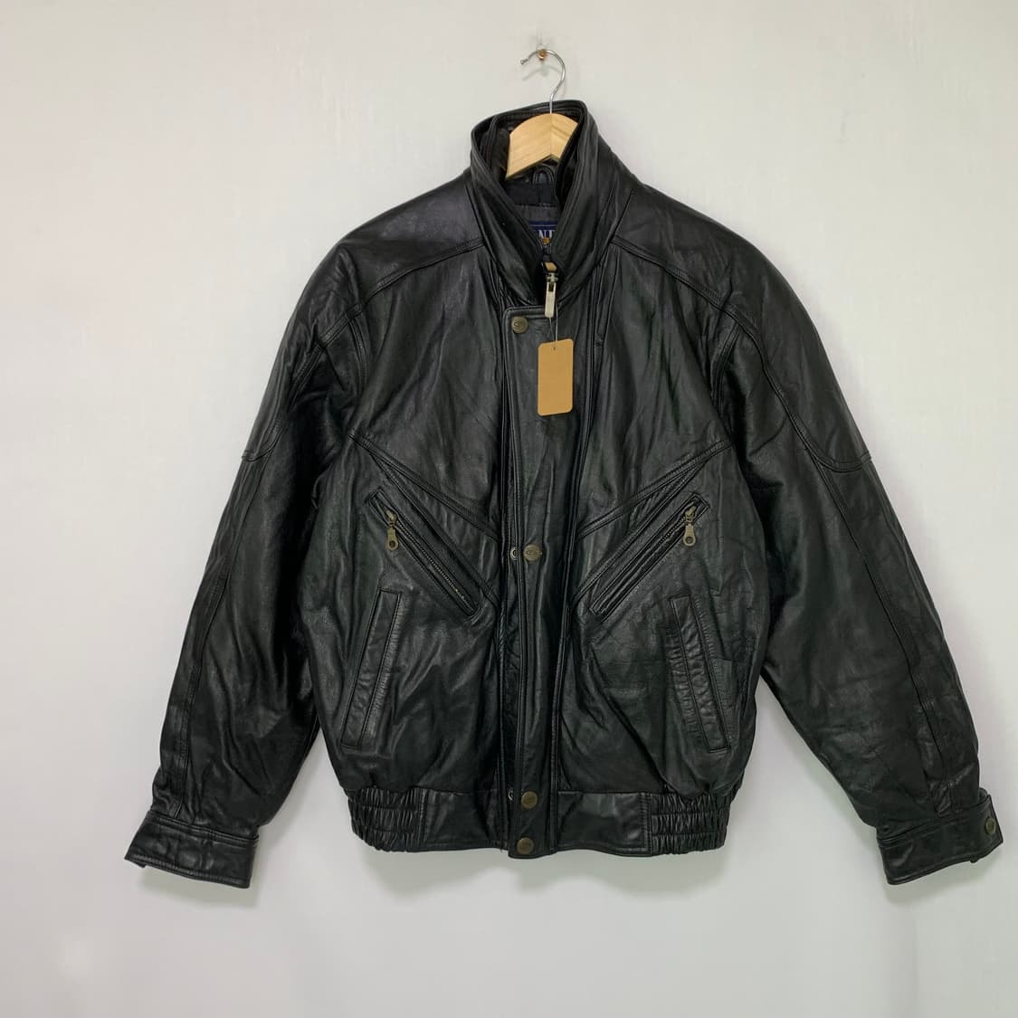 DANPOL 빈티지 리얼레더 양가죽 더블카라 하이넥 블루종 봄버자켓 상품이미지3