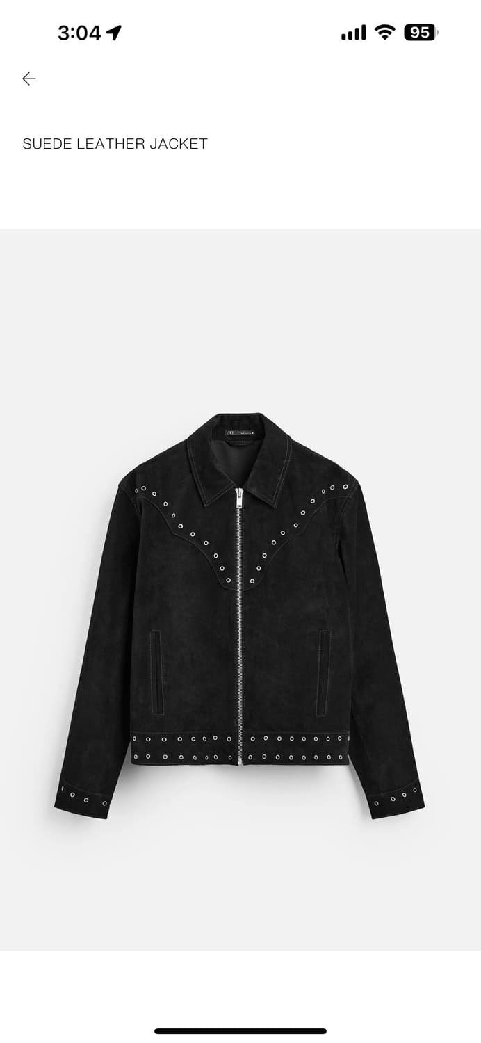 자라 소가죽 100% 스웨이드 스터드 자켓 상품이미지1