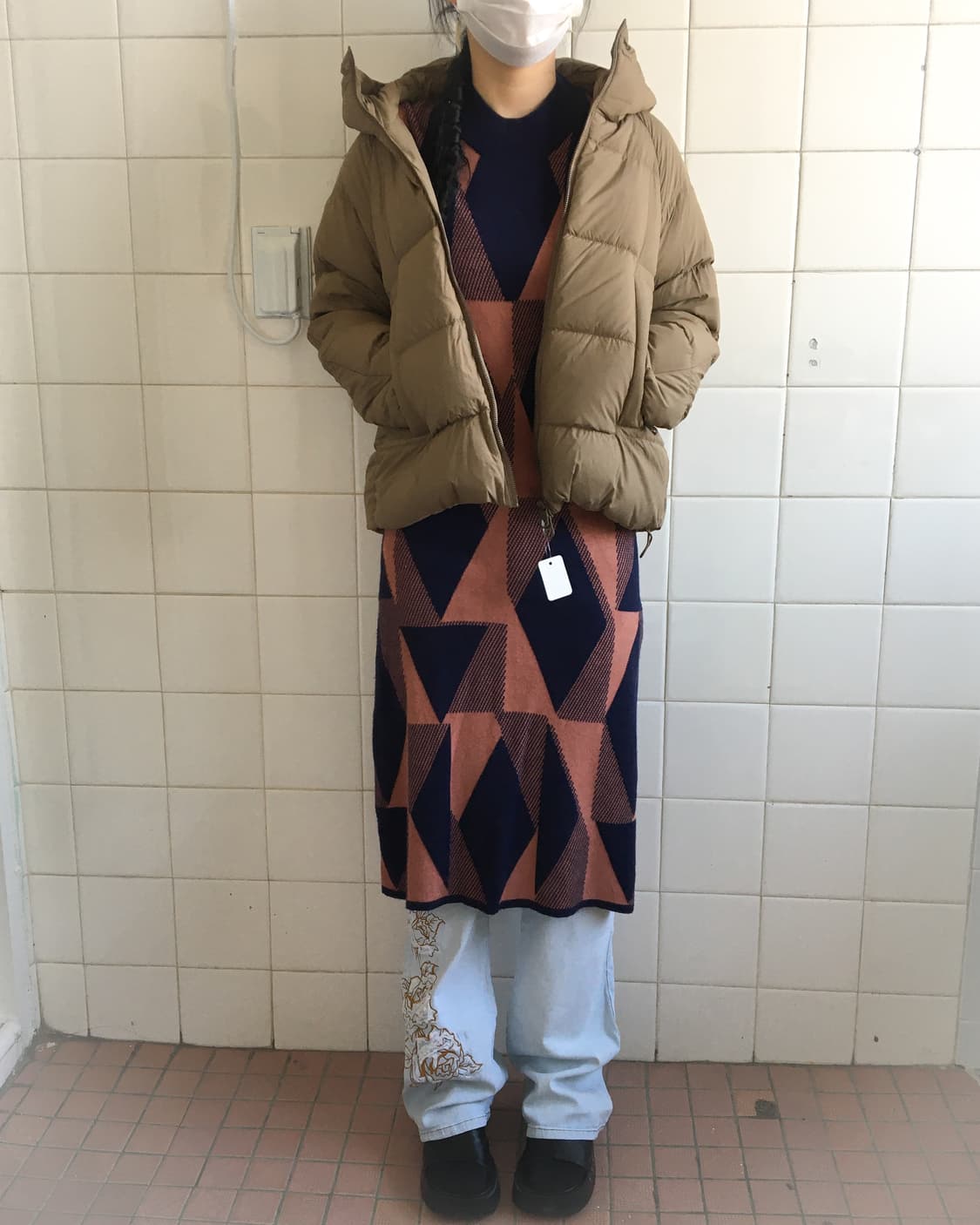 Benetton pattern knit onepiece 상품이미지5