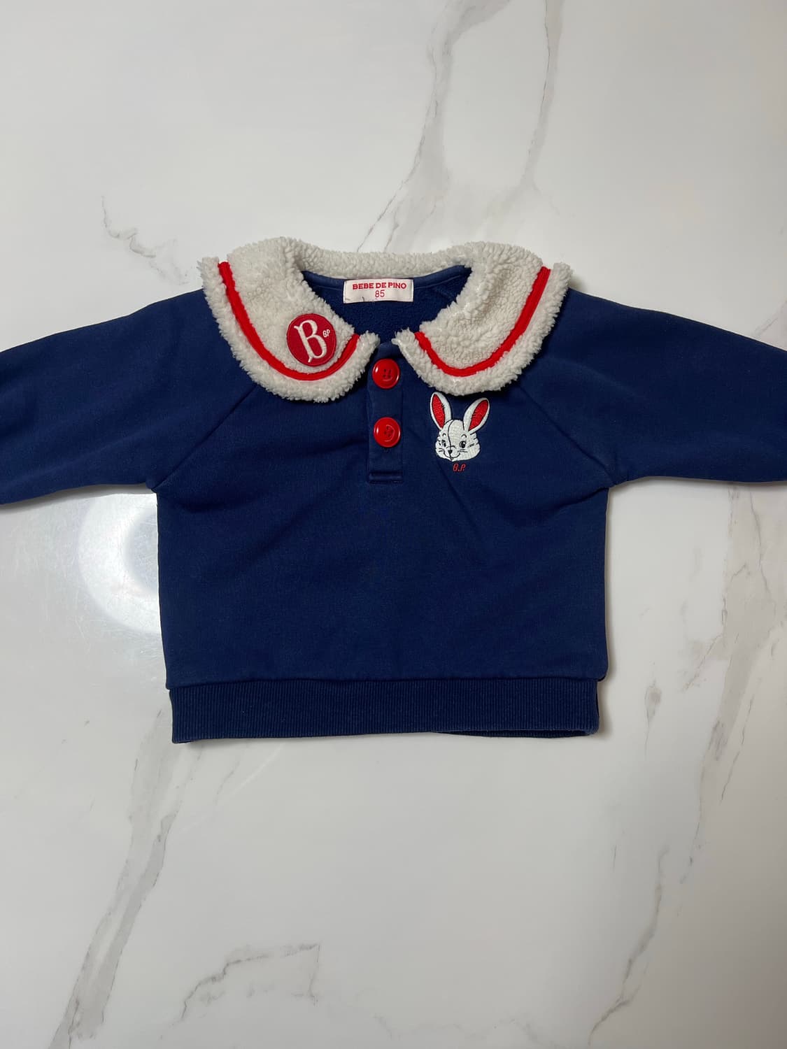 [85사이즈] 베베드피노 네이비 토끼 세라복 상하복 세트 상품이미지2