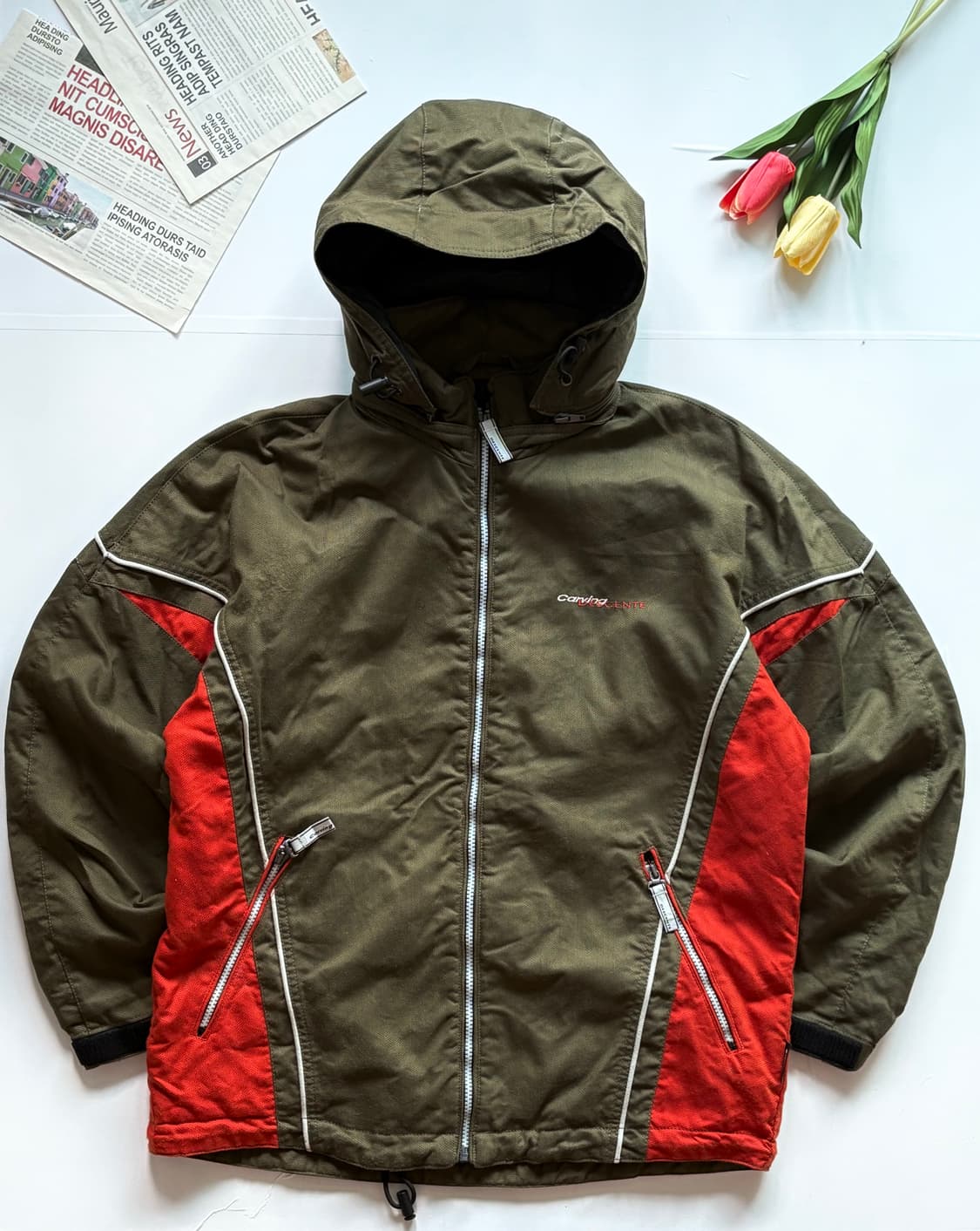 데상트 오버핏 카키 바람막이 상품이미지2