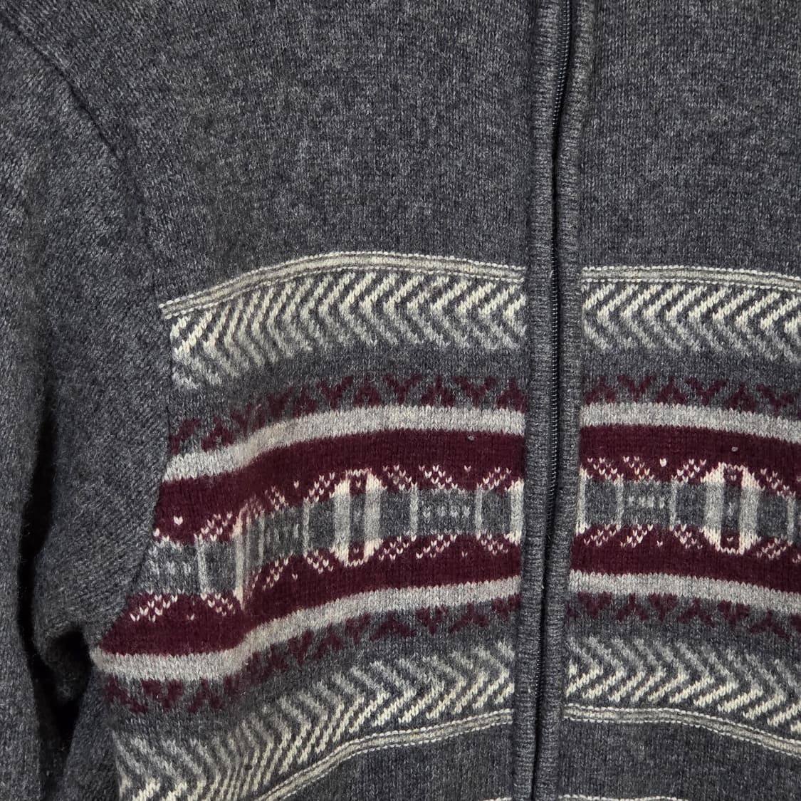 빈티지 챠콜 노르딕패턴 패디드 니트집업 상품이미지3