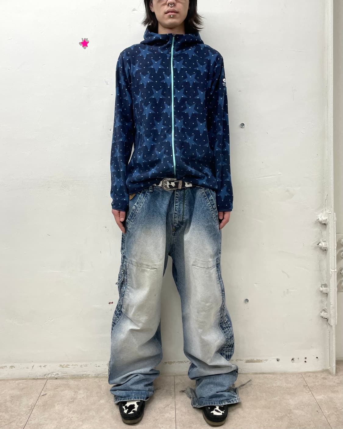 Star Dot Navy Hooded Zip-Up 상품이미지4