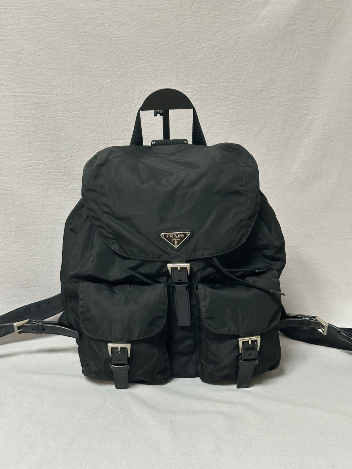 프라다 블랙 포코노 나일론 투포켓 백팩 미디움 상품이미지5