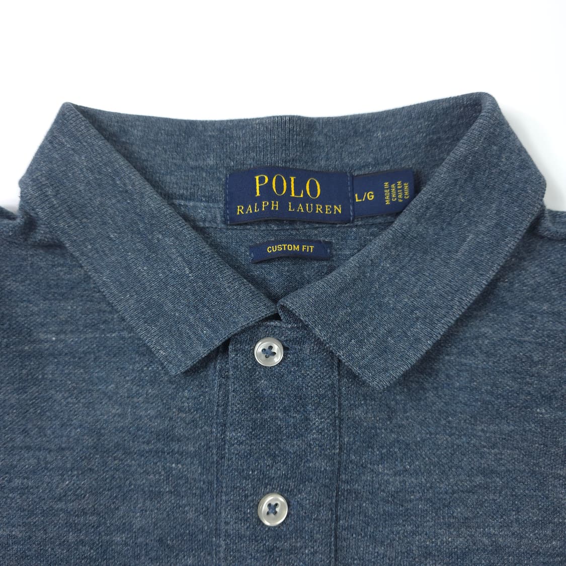 폴로 랄프로렌 커스텀핏 코튼 반팔카라티 네이비 (L) 상품이미지4