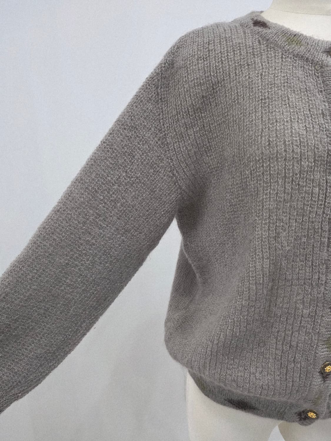 모헤어 카키그레이 헤어리 니트 가디건  상품이미지7