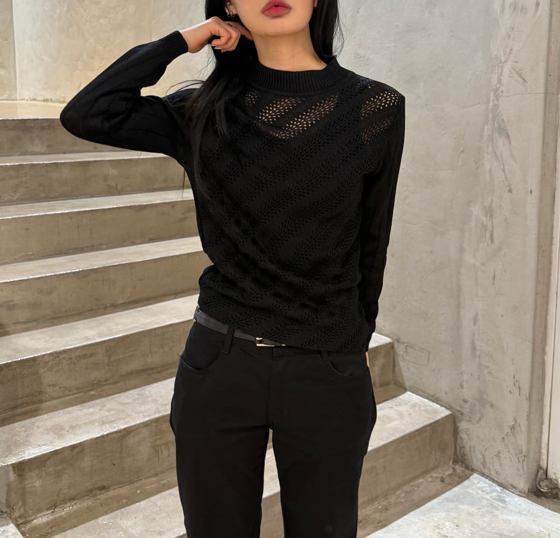 Y’s bis 사선 펀칭 시스루 니트 상품이미지1