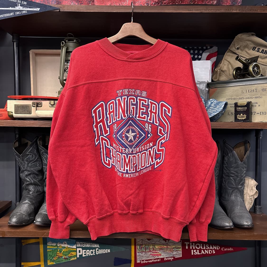 90s MLB 텍사스 레인저스 디비전 챔피언 클럽크루 스웻셔츠 N785 상품이미지1