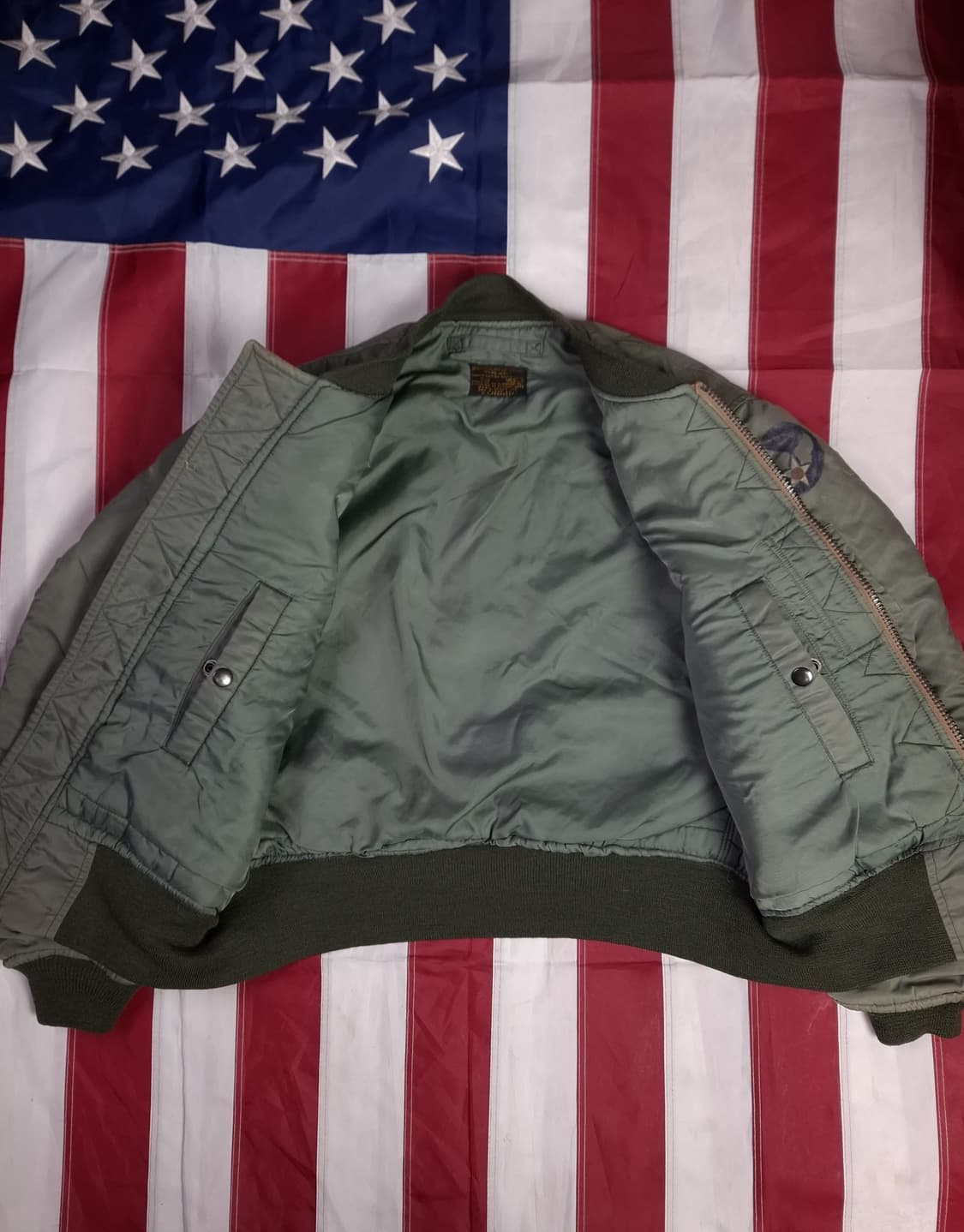 90's 미공군 mobil armer inc 복각 MA-1 울 항공자켓 상품이미지10