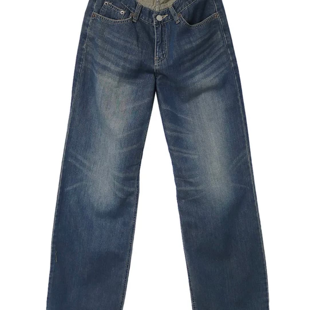 시크윈 틴 로우라이즈 블루청 빈티지 워싱 세미 데님팬츠 상품이미지3