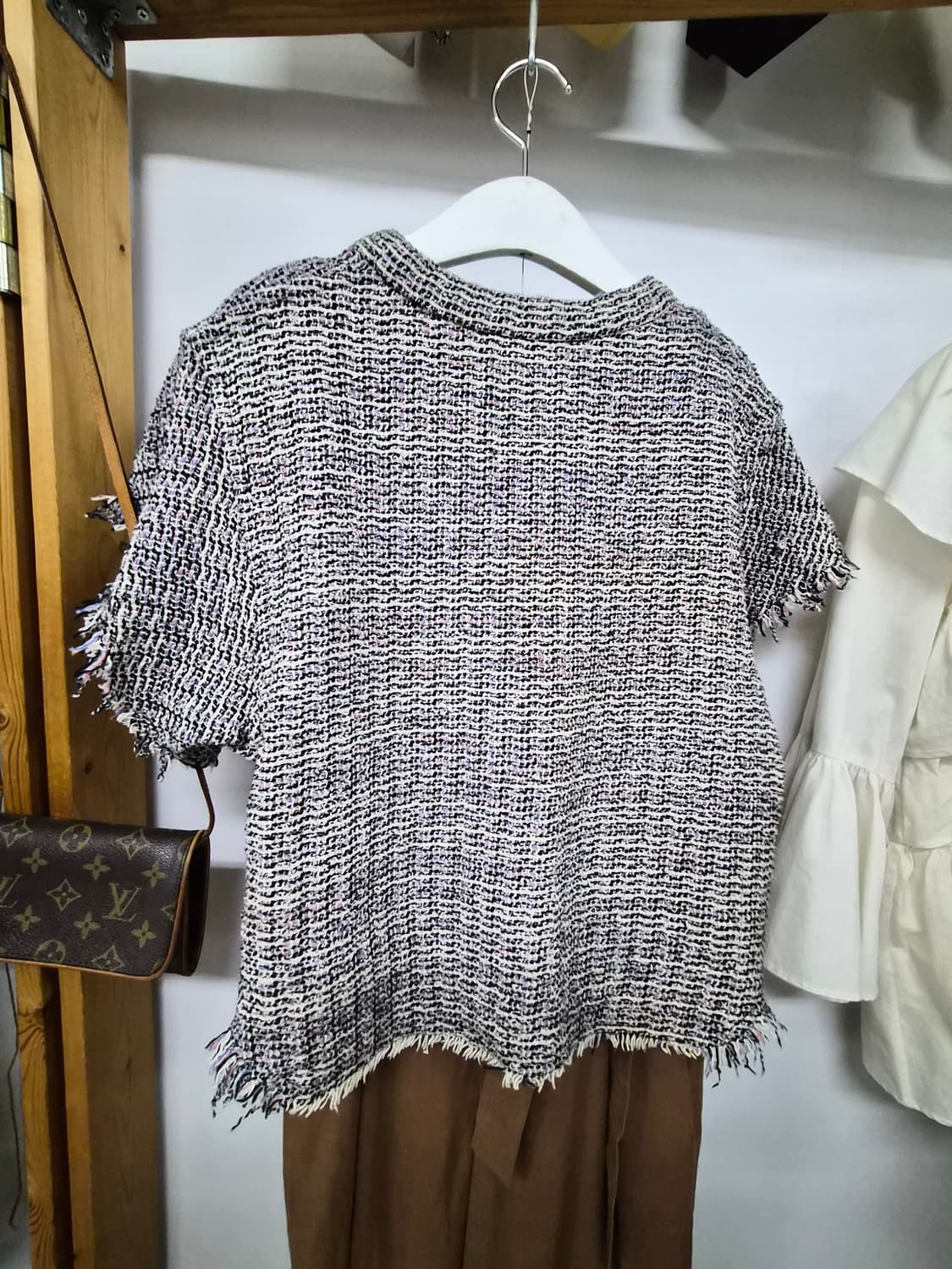 이로 여름 트위드 반팔 블라우스. 띠어리 린넨 와이드팬츠 상품이미지6