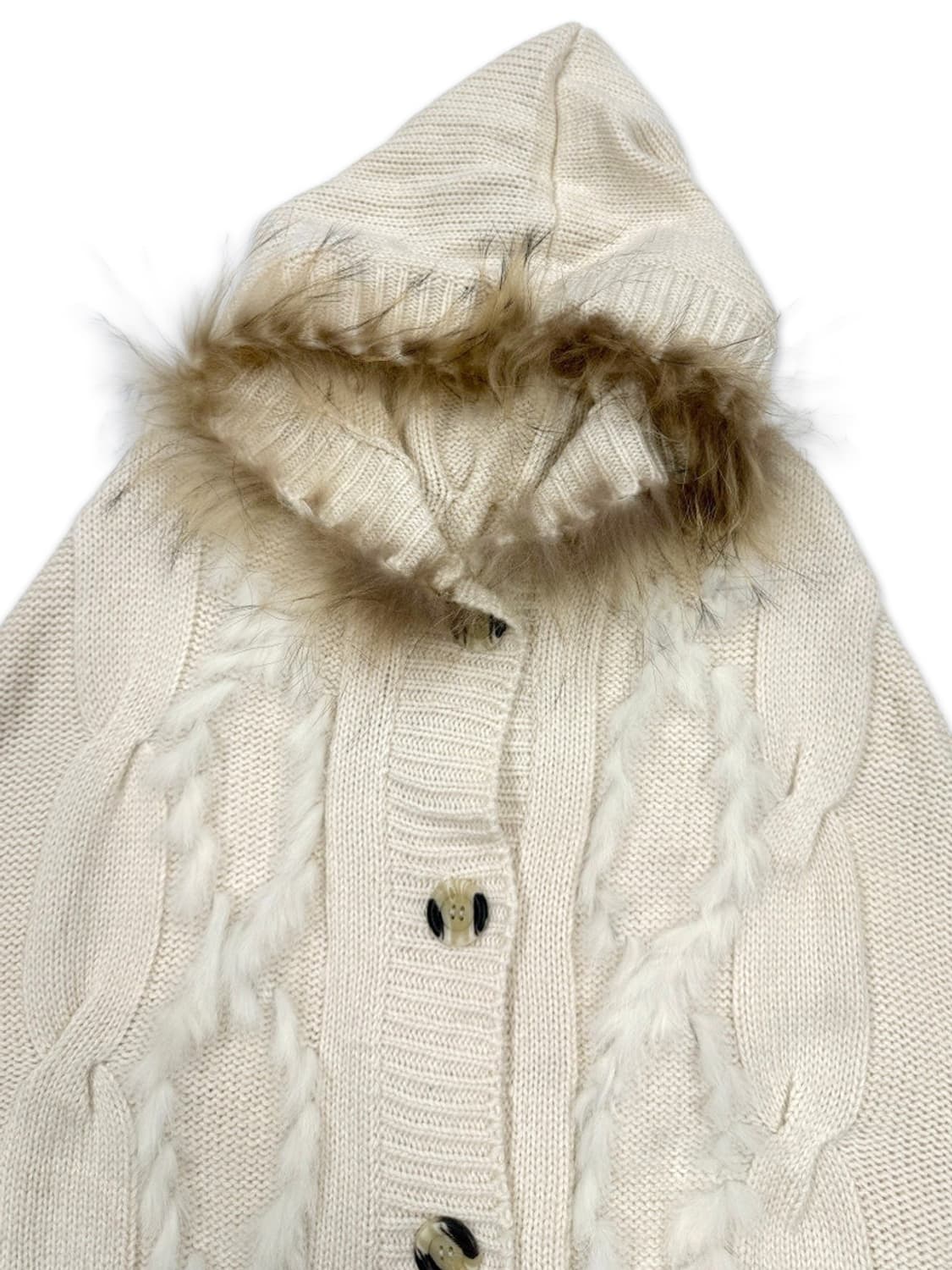 빈티지 모리 퍼 후드 니트 케이프 상품이미지4