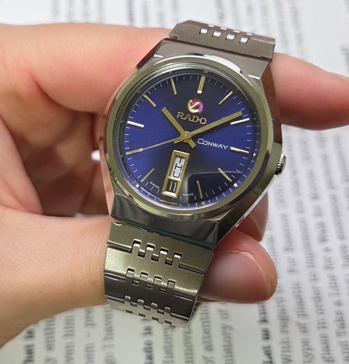 빈티지 라도 콘웨이 데이데이트 퍼플블루 오토매틱 브레이슬릿 ver. 상품이미지4