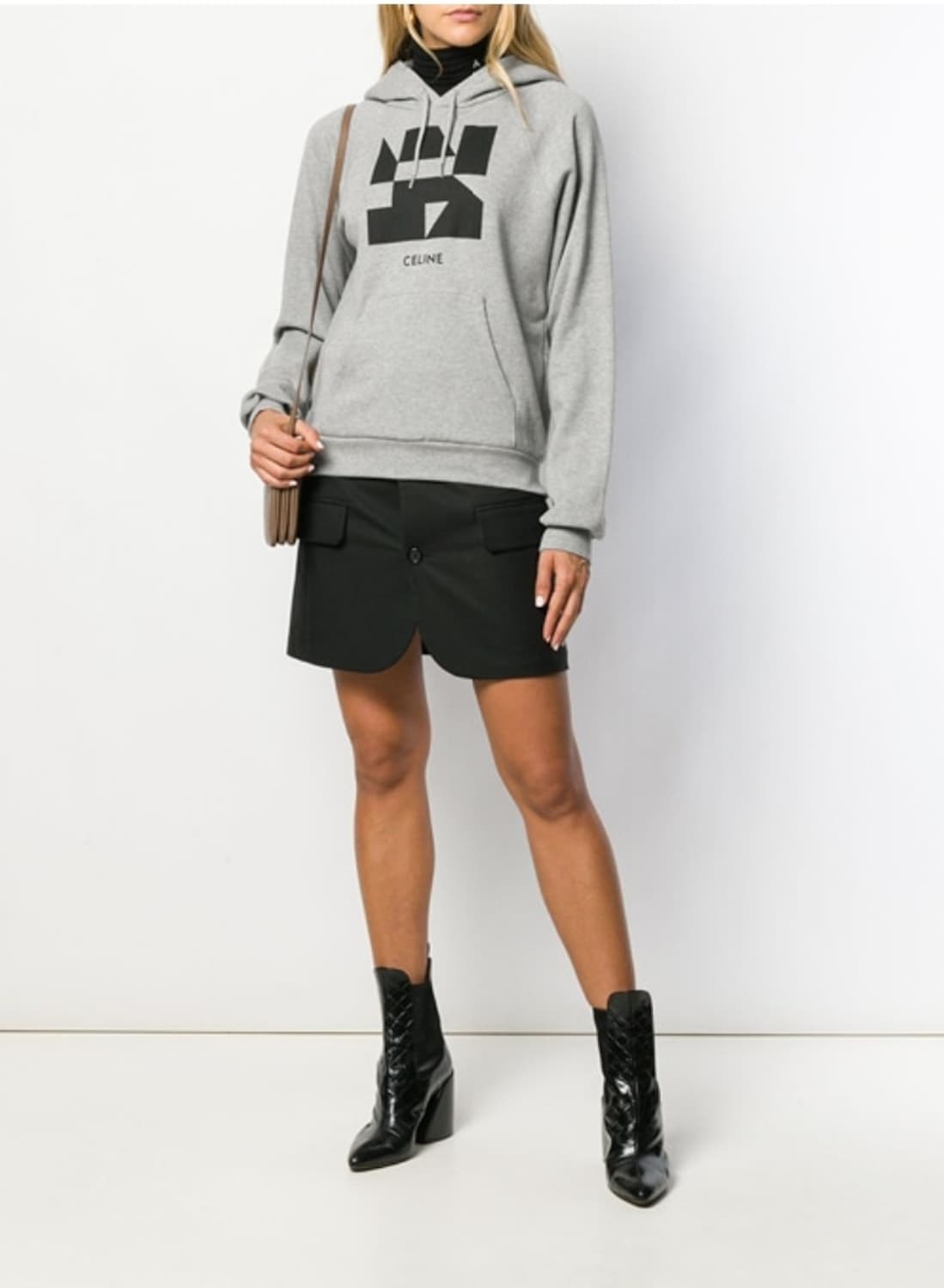 정품)급처상태좋음!셀린느 로고 프린팅 후드 티셔츠 그레이 후디 후드티 상품이미지1