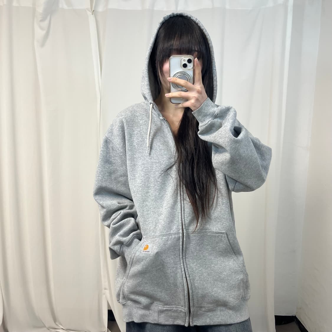 Carhartt Melange Grey Hood Zip-up (이염) 상품이미지1
