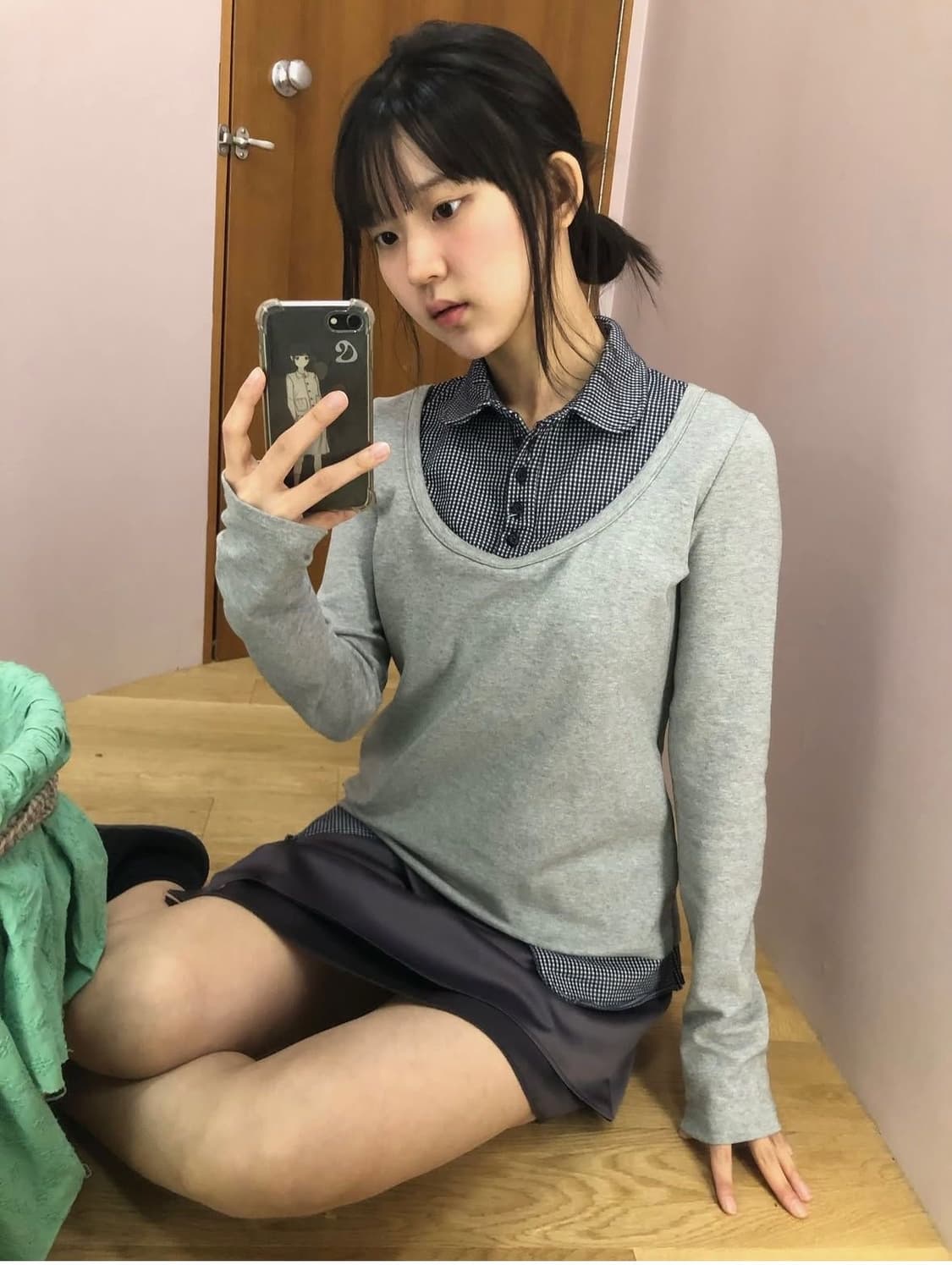코이세이오 리버시블 카라 롱슬리브 멜란지 그레이 상품이미지6