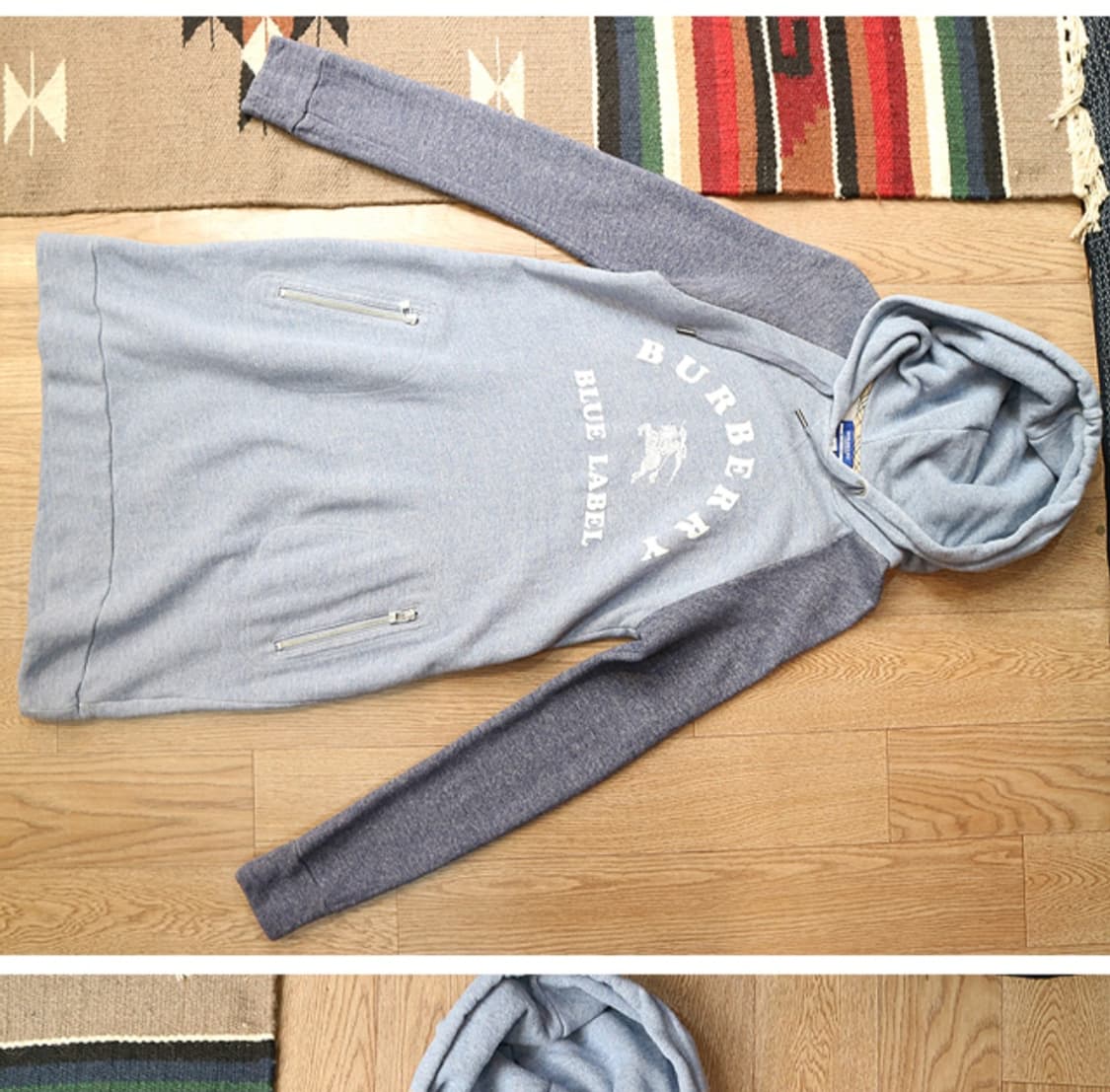 일본판 BURBERRY 버버리 블루라벨 코튼100% 후드 빅로고 원피스 상품이미지2