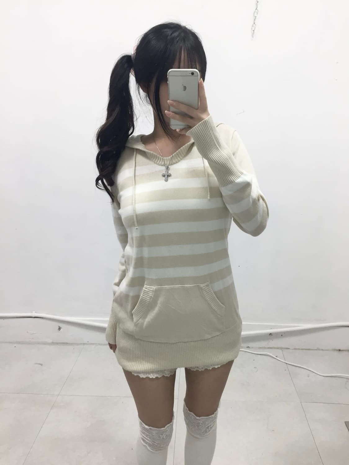 [KATHARINE ROSS] 갸루 y2k 로걀 스트라이프 후드 롱슬리브 상품이미지2