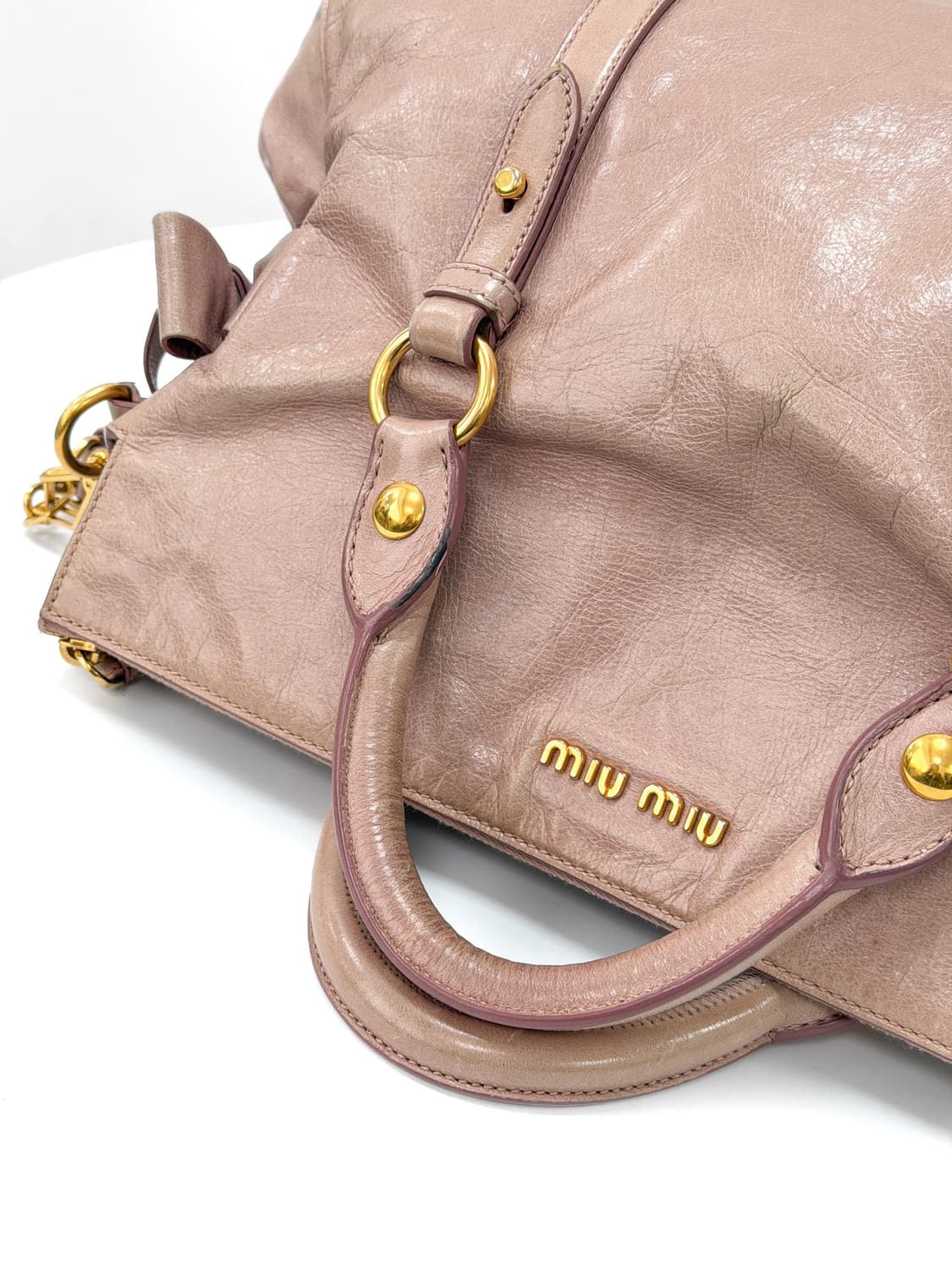 미우미우 비텔로 샤인 더스티 핑크 리본 2WAY 백 상품이미지6