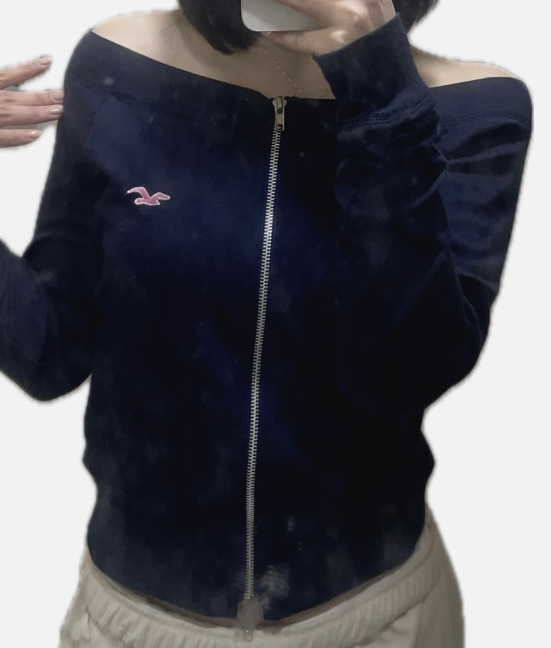 (희귀 매물) 홀리스터 오프숄더 집업 네이비 상품이미지1