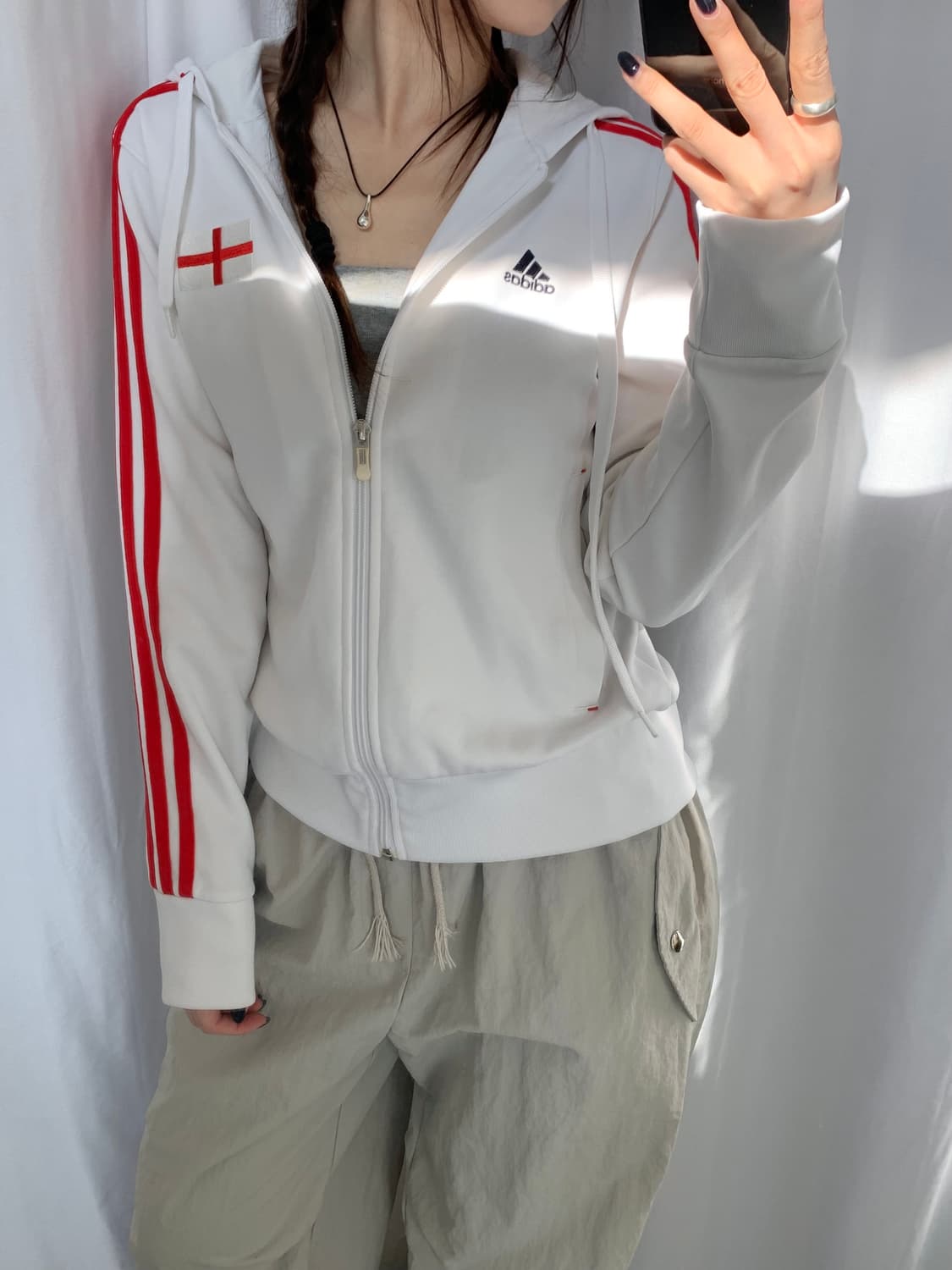 Adidas 아디다스 잉글랜드 화이트-레드 후드 트랙탑 상품이미지8