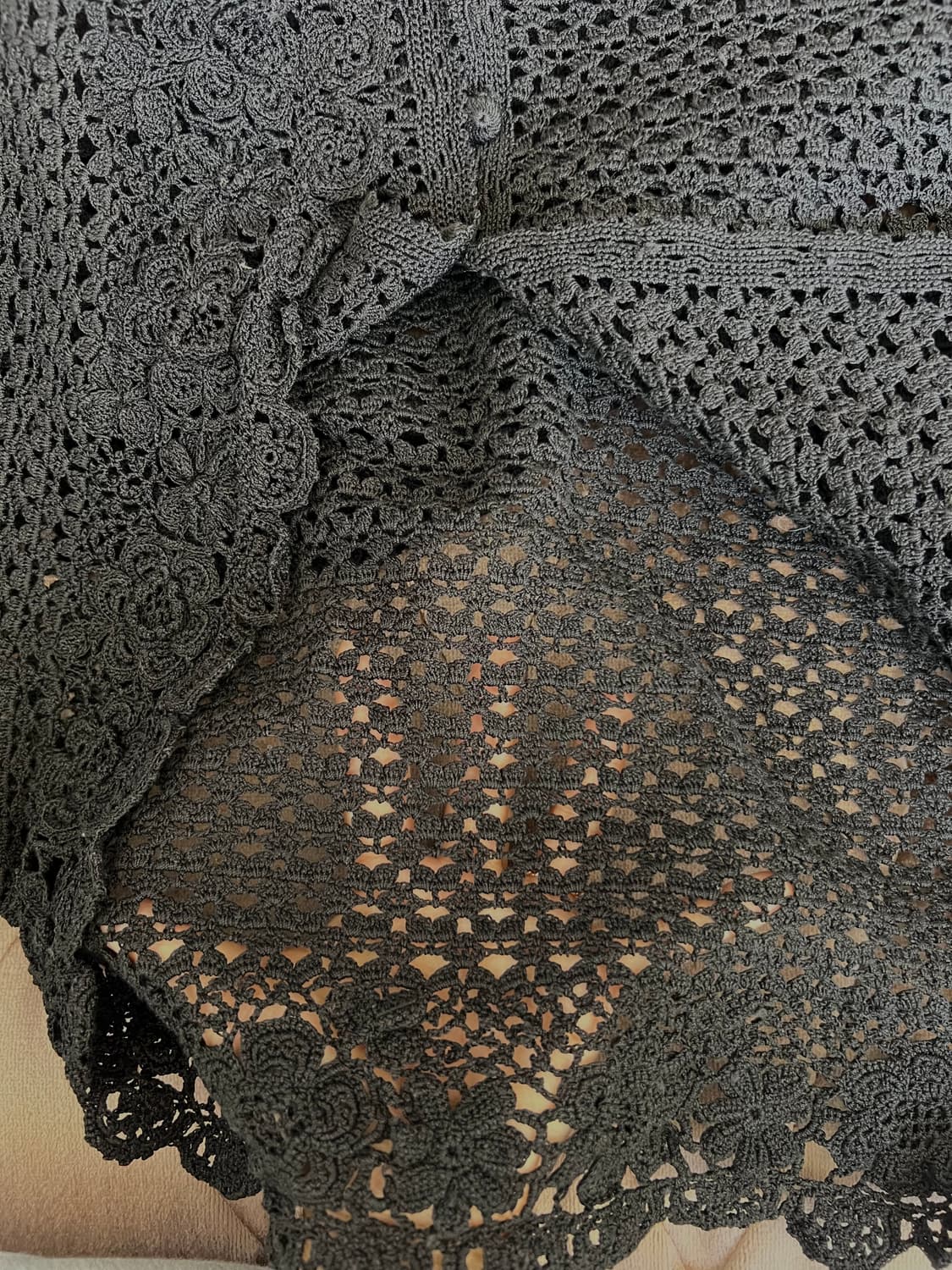 일본수입 L'est Rose 여성 블랙 크로셰 니트가디건 상품이미지6