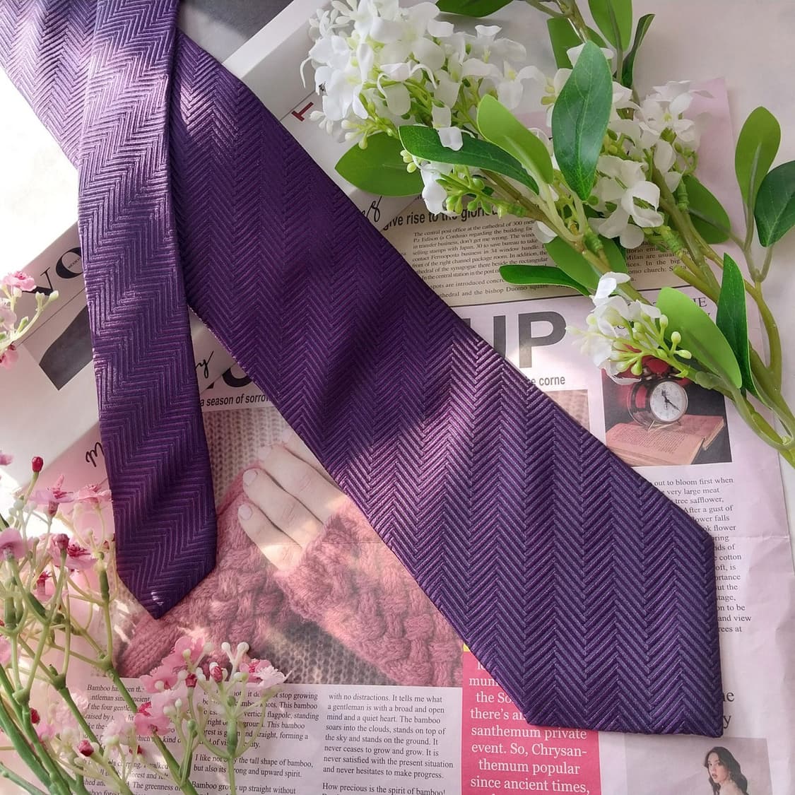 휴고 보스 실크 퍼플 헤링본 넥타이 8.4cm A+등급 K1883
 상품이미지3