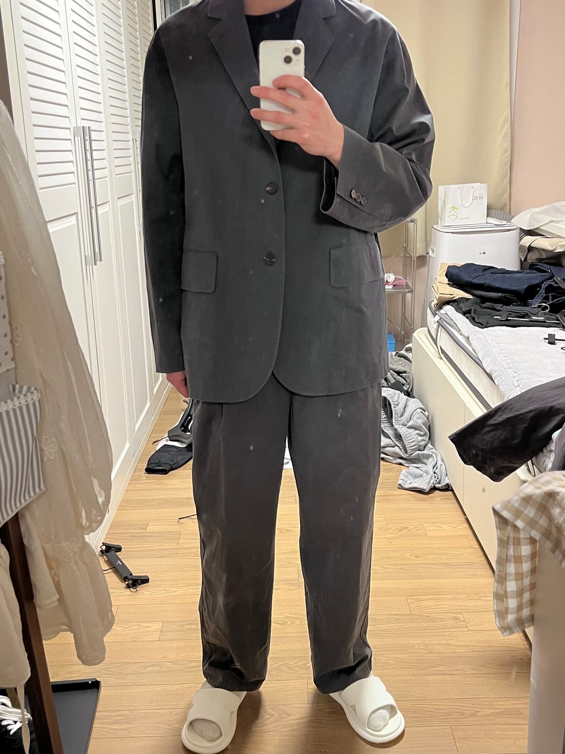 노드아카이브 레이지 보이 싱글 셋업 차콜 0사이즈 (자켓 + 치노팬츠) 상품이미지2