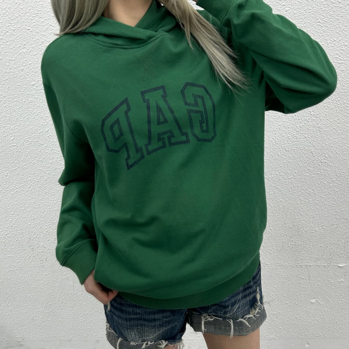 갭 프린팅로고 그린 후드 M 상품이미지1