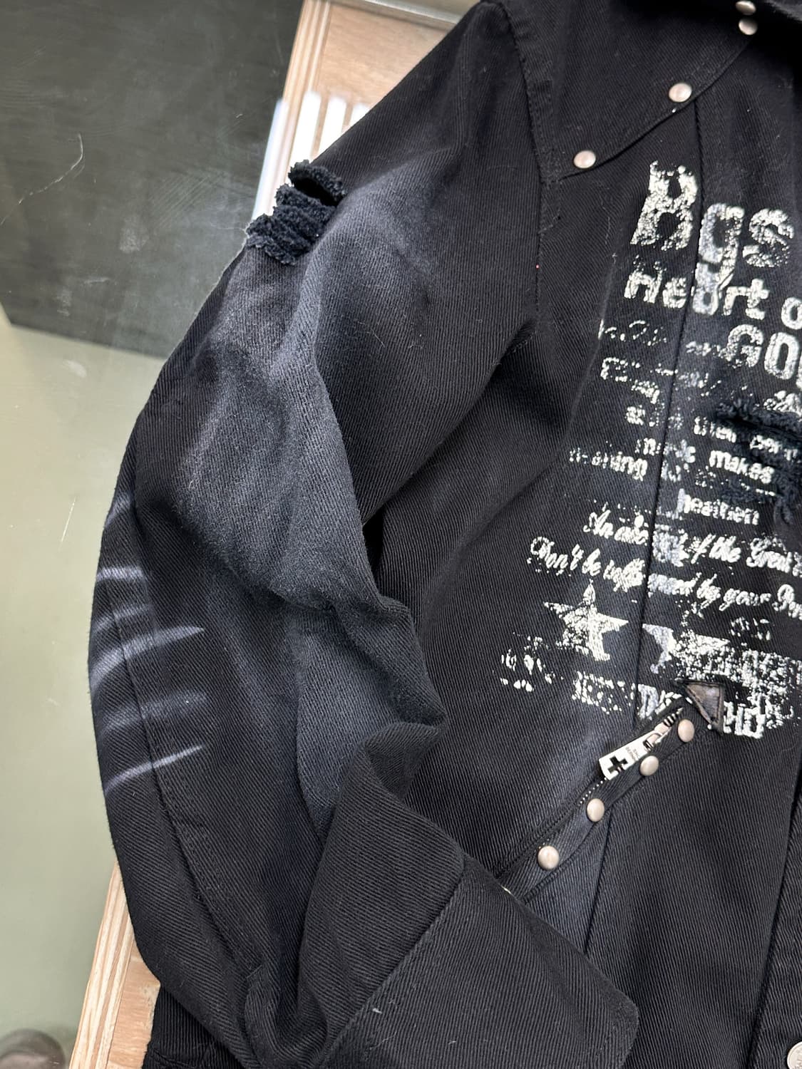 Bernings Sho 고스 펑크 리벳 데님 자켓 상품이미지7