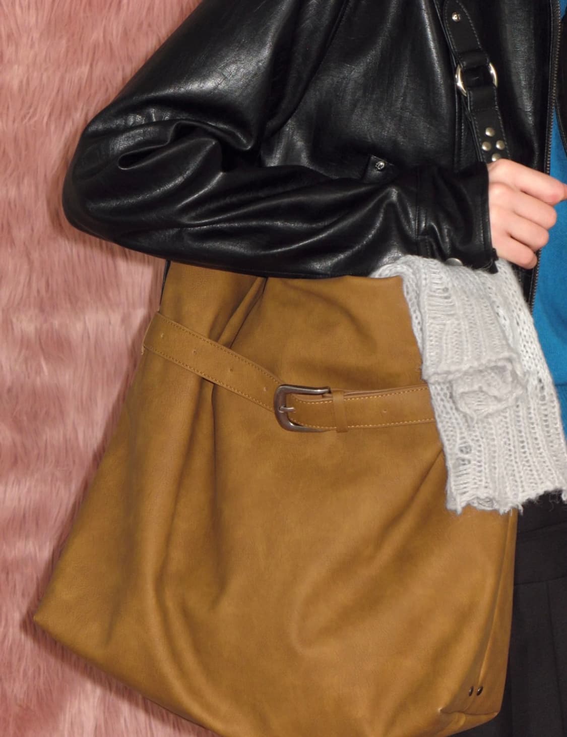 썬번프로젝트 Rivet Belted Big Bag, BEIGE 상품이미지1