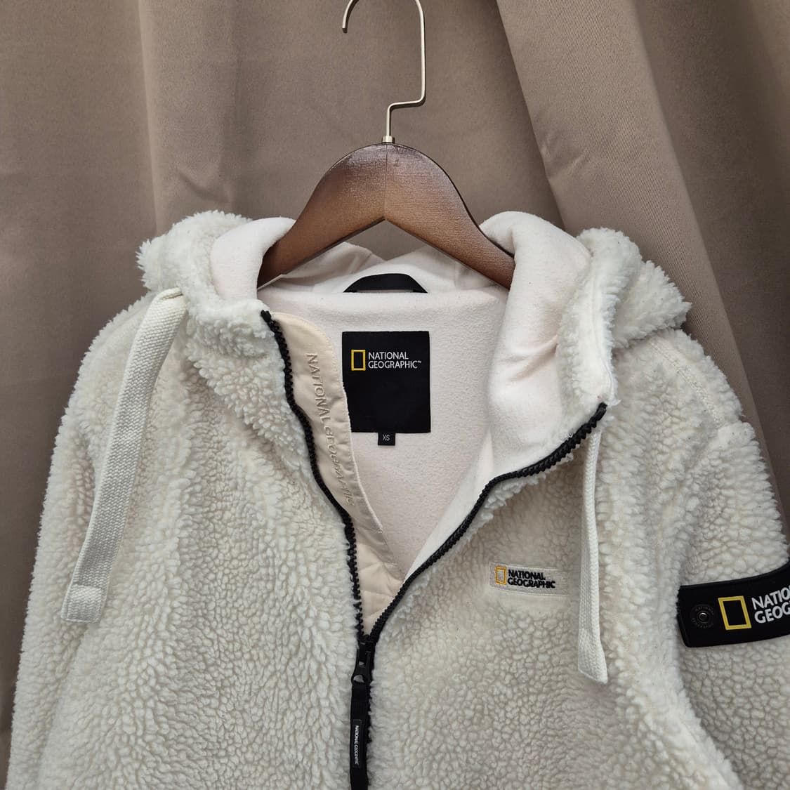 내셔널지오그래픽 후리스 후드집업 아이보리 XS 상품이미지2