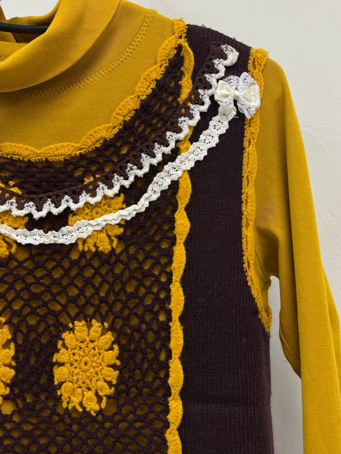 빈티지 히피 롱슬리브 크로셰 슬리브리스 코디 세트 상품이미지6