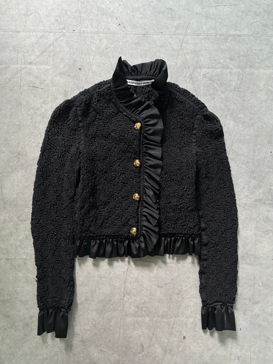 Alexander Wang 알렉산더 왕 블랙 플리츠 러플 크롭 자켓 상품이미지3