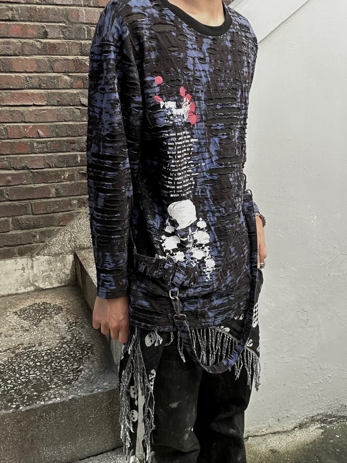 *rare* 펑크 punkrave 스컬 본디지 디테일 롱슬리브 상품이미지2
