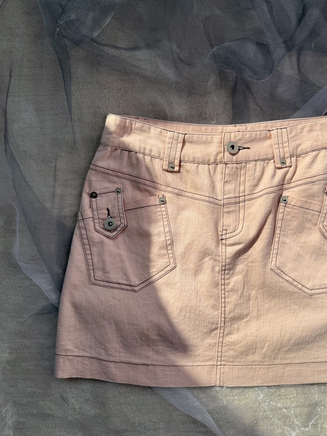 Brown Stitched Pink Mini Skirt 0155 상품이미지4