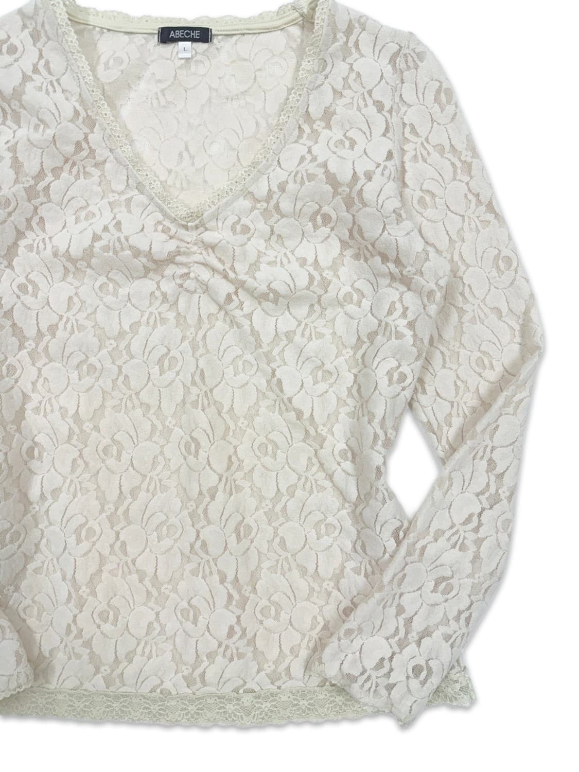 빈티지 아이보리 시스루  긴팔티 상품이미지2